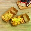 50 Stück Einweg Kraftpapier Lebensmittel Serviertablett Zwei Fächer Snack Pommes Hähnchen Salat Karton Zum Mitnehmen Behälter für Party