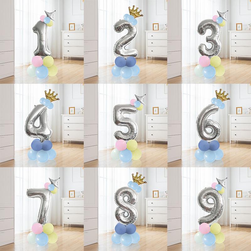 Digital Aluminum Film Balloon Set Balloon Bundle Balloon Column Baby Birthday Party Decoration Arrangement