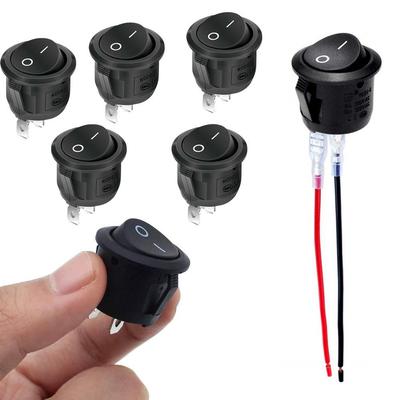 Rocker Switch SPST 2 Pin On/Off 12V 10A/125V 6A/250V Round Toggle Switch, For Car Boat Marine RV Automotive Truck Motorcycl L0U3
