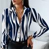 Spring Autumn Women Officewear Blouse Women Fashion Elegant Scarf Chain Print Button Design Shirt Long Sleeve Patchwork