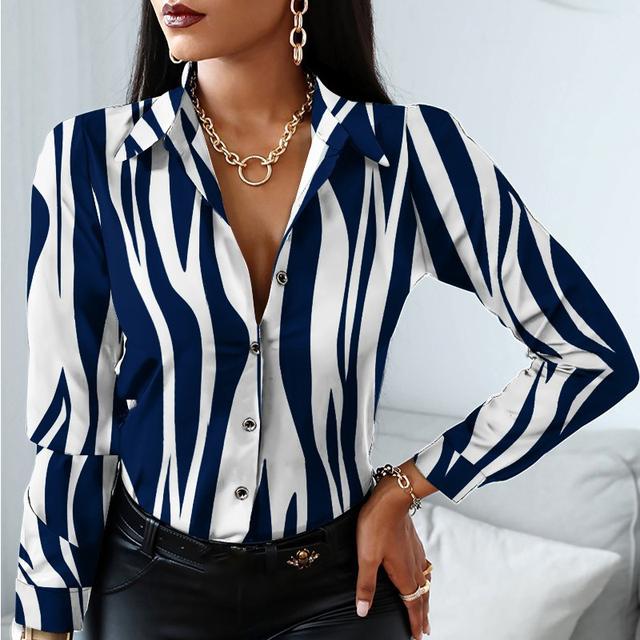 Spring Autumn Women Officewear Blouse Women Fashion Elegant Scarf Chain Print Button Design Shirt Long Sleeve Patchwork