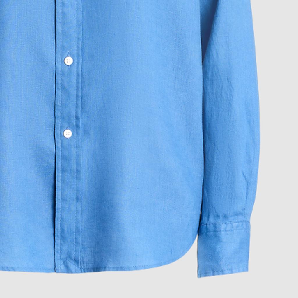 Polo Ralph Lauren Ss24 Solid Logo Embroidered Loose Long Sleeve Shirt Women Shirts Blue WMPOSHTNDO20615-400