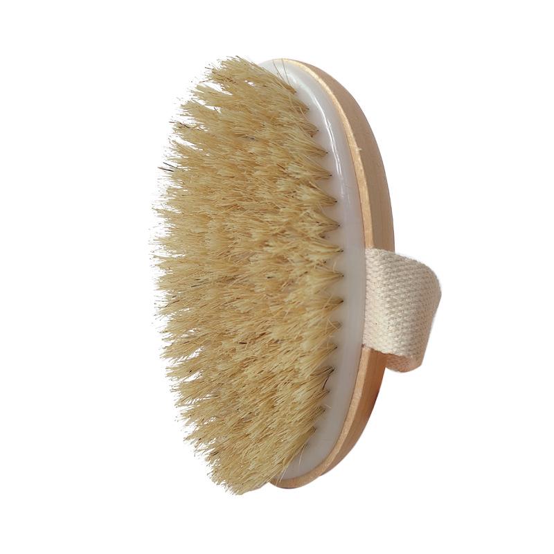 Handheld Solid Wood Bath & Massage Brush with Bristles