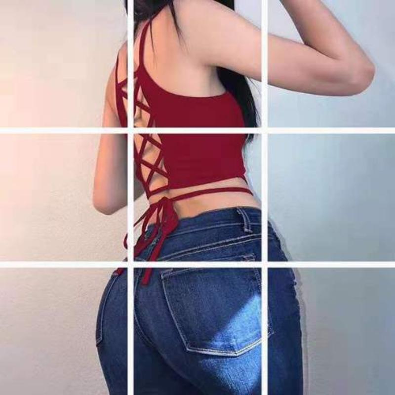 Summer Crop Tops Women Sleeveless Sexy Bandage T-Shirt Top Fashion Black Lace Up Tank Top Tumblr Ladies