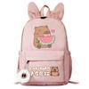Zaino Carino Capibara per Bambine Bambini Adolescenti Zaino Animale Capibara Zaini Scolastici Viaggio Zaino con Orecchie di Coniglio