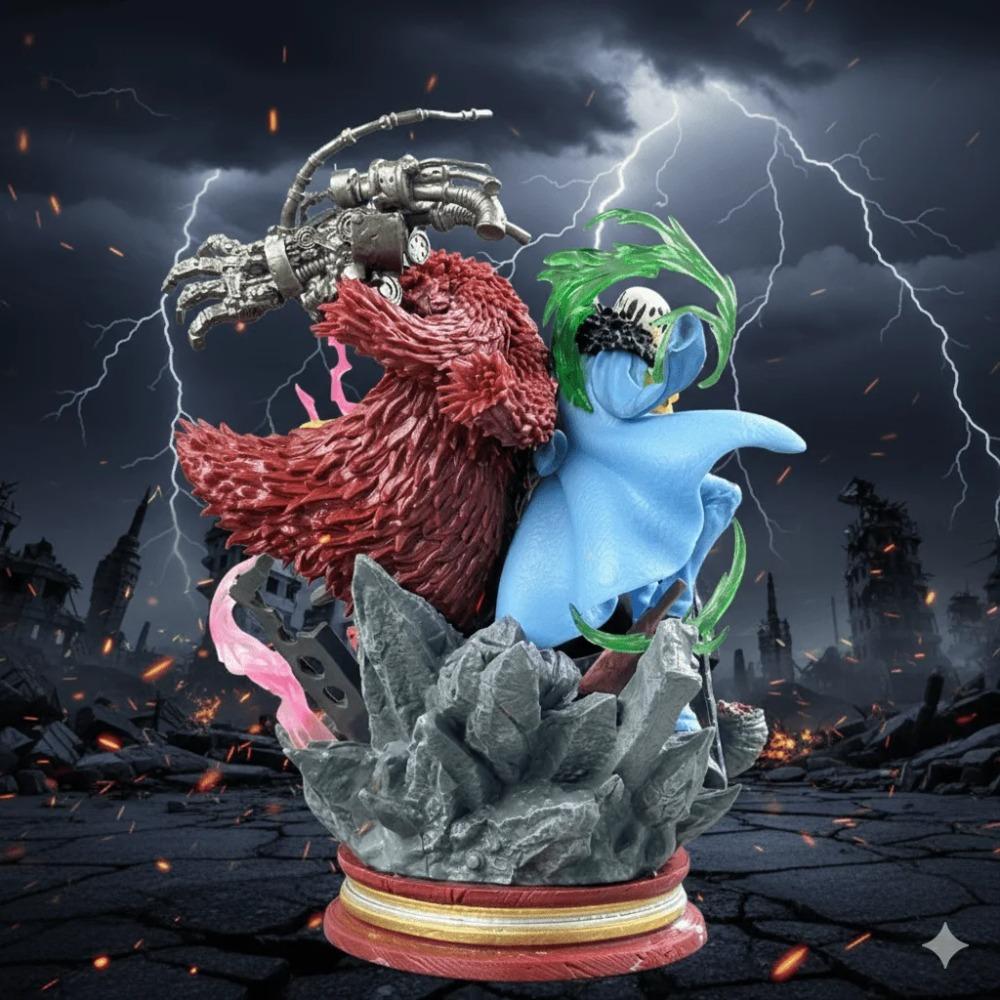 One Piece Ghost Island Battle Supernova Three Captain Straw Hat Luffy Kidro Scene Handmade Statue
