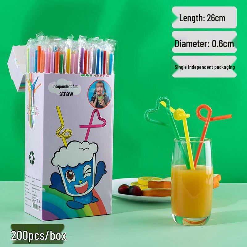 Qiwei Individually Wrapped Colorful Disposable Bendable Straws