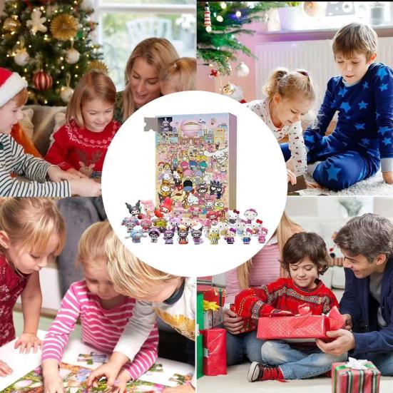 Weihnachts-Countdown-Kalender, Blindbox mit 24 Taschen, Zahlen 1 bis 24, Cartoon-Tierfigur, Geschenkbox, 24 Tage, Weihnachts-Adventskalender