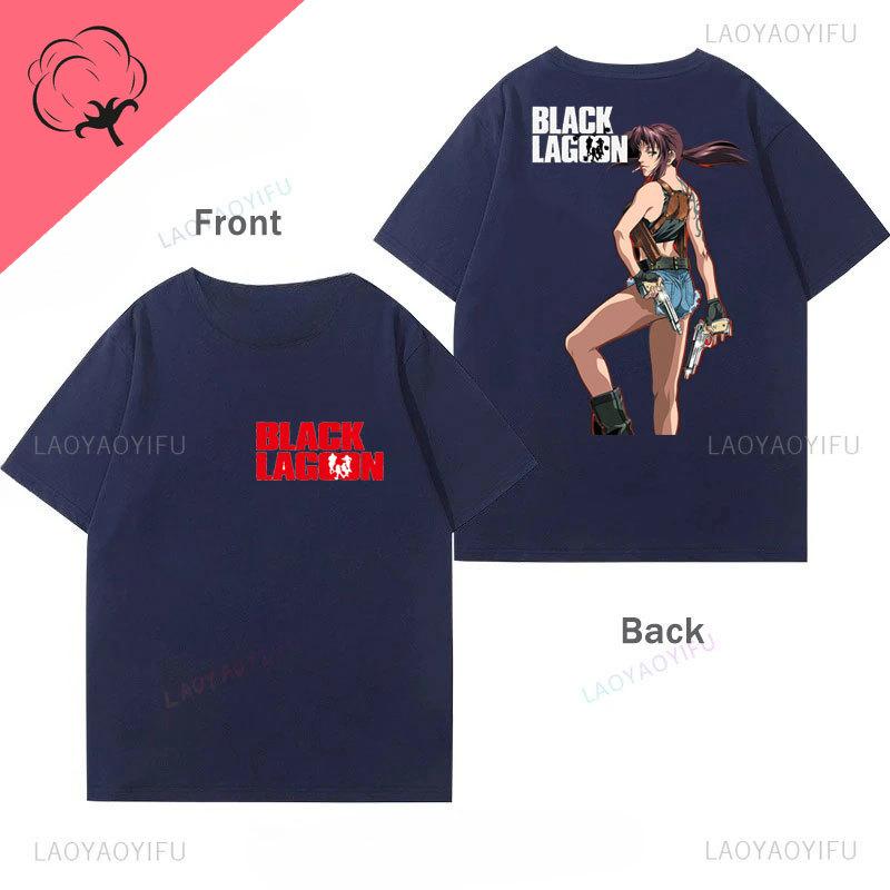 Black Lagoon Unisex TShirt Japanese Comic Two Sided Printed Tee Camisa Oneck Cotton Graphic T Shirts Vintage Hot Anime Unisex Ops