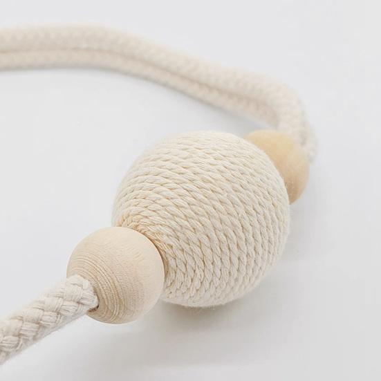 2PCS Magnetic Curtain Ties,with Strong Suction, Woven Rope And Wooden Beads Tiebacks, for Nordic Japanese Style Home Decor