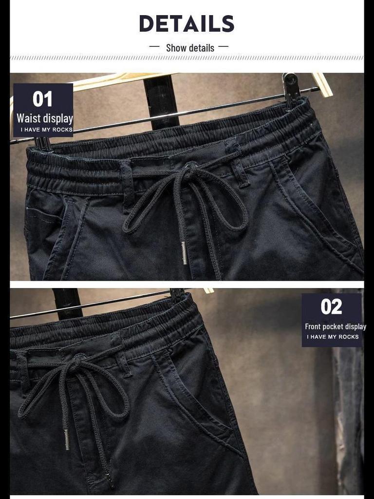 Men's Trendy Black Multi-Pocket Overalls - Autumn/Winter Collection