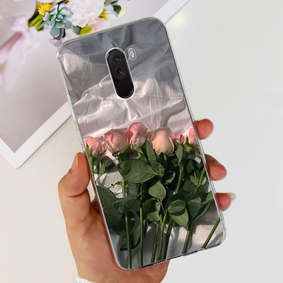 Para Xiaomi Pocophone F1 Funda Poco F1 Moda Flor Cubierta Silicona Suave Delgada Funda de Teléfono Para xiaomi Pocophone F1 Global F 1 Funda