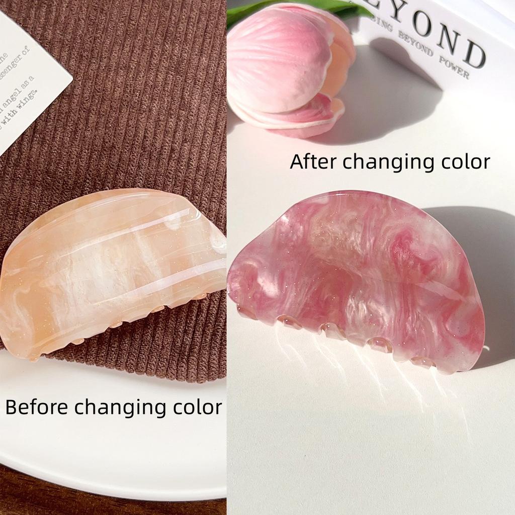 1 Stück Bonbonfarbiger Acryl-Griffclip, mittelgroßer halbkreisförmiger Haiklammer, farbwechselndes kleines frisches Mädchen-Haaraccessoire