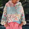 Women's Floral Print Loose Casual Long Sleeved Hooded Sweatshirt