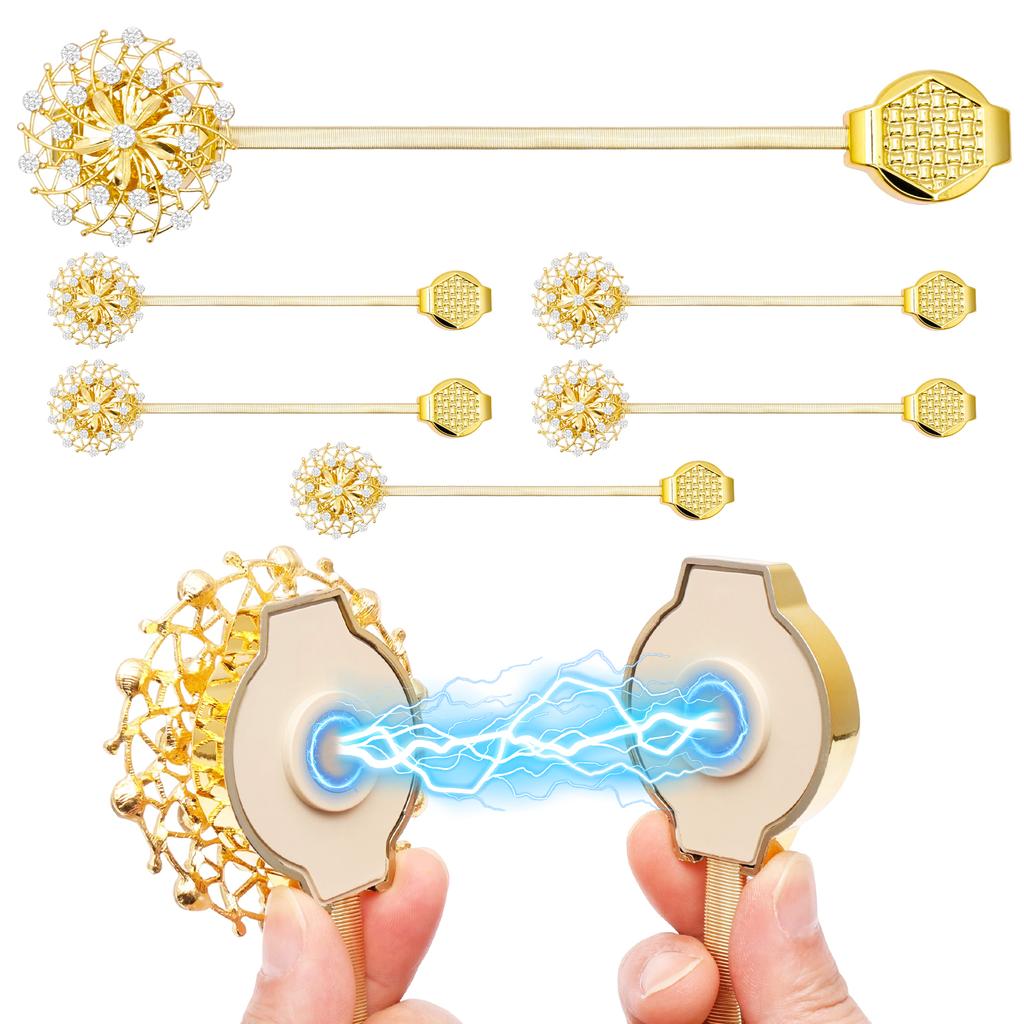 6/4Pcs Curtain Tie Backs Sparkling Magnetic Curtain Tiebacks Window Drapery Decorative Clips Drapery Holdback with Spring Wire