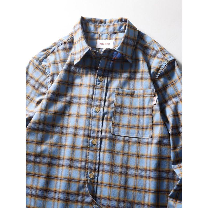 Japanese-Style Retro Profile Gingham Shirt Men's Long Sleeves Spring and Autumn Coat Export Export Men's Clothing Casual Checked Shirt