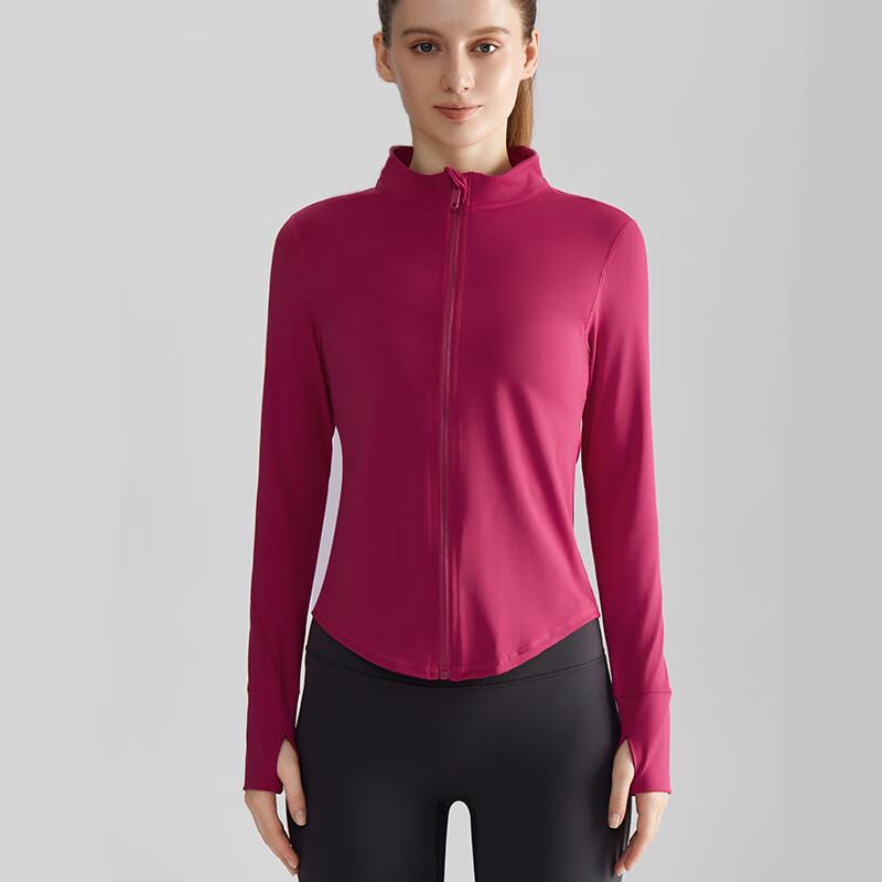 Women s Stand-up Collar Zippered Yoga Jacket L