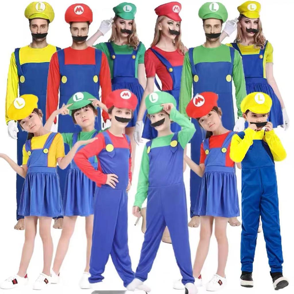Super Mario Halloween Cosplay Costume for Kids & Parents