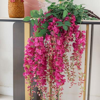 New Long Branch Artificial Flower 180cm Hanging Decor Wisteria Vine Garland 3 Forks Hanging Wisteria Wedding Arrangement