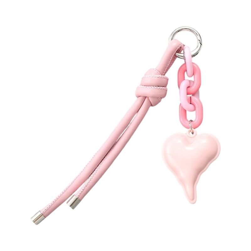 Cute Bag Charm Pendant Keyring Love Heart Braided Rope Keychain Bag Charm for Backpack Purse Handbag Decorations