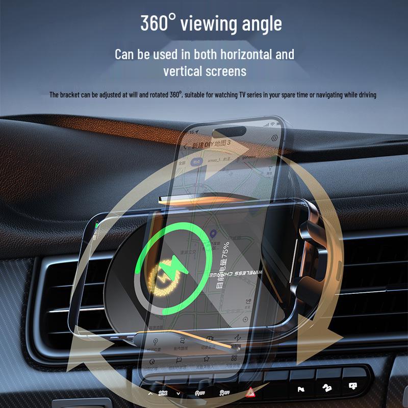 Smart Infrared Wireless Car Charger & Auto-Closing Phone Holder with Fast Charging