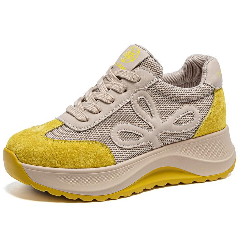 Autumn new thick-soled inner height increase thick-soled casual small single shoes lace-up wedge heel student shoes dad shoes women s shoes 34