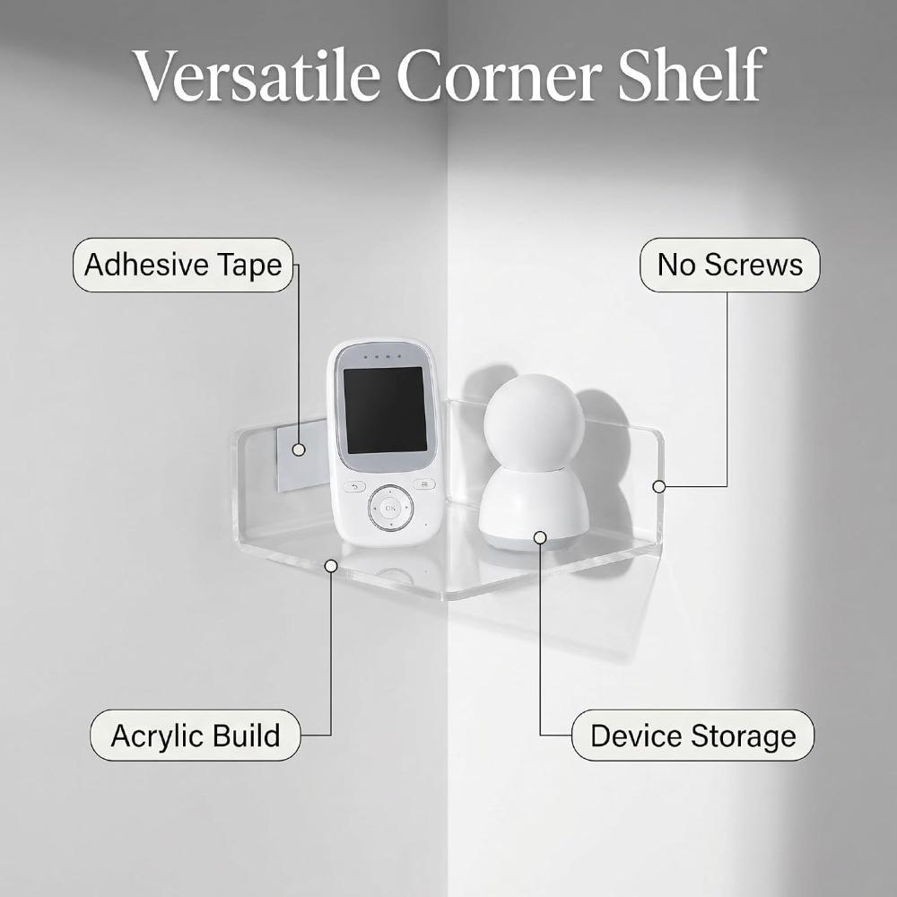3pcs Clear Acrylic Acrylic Corner Shelves Wall Mounted Smart Device Shelves For Plants