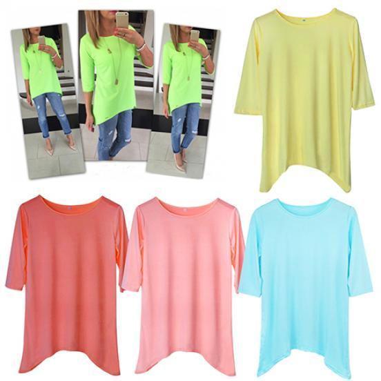 Elegant Women's Fashion Loose Medium Sleeve T-shirt Spring Blouse Casual Cotton Shirt
