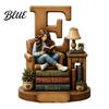 Bookish Gifts for Women Wooden Reading Girl Figurine Book Lovers, Personalized Desktop Bookshelf Decor with Ornaments Stacked Design Home Library