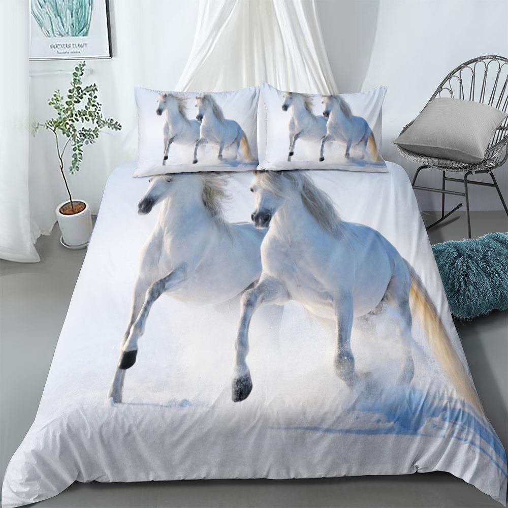 Running Horse 3d Bedding Set King Queen Double Full Twin Single Size Bed Linen Set