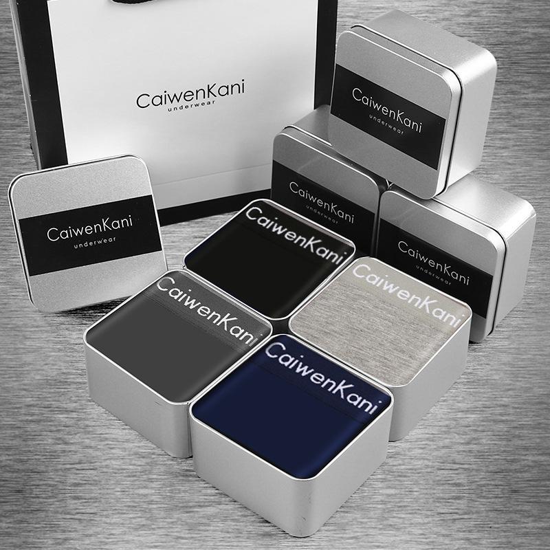 Herren-Boxershorts, atmungsaktiv, aus reiner Baumwolle und Modal, Four Corners Tide Graphene, dünne Jungen-Shorts, Geschenkbox