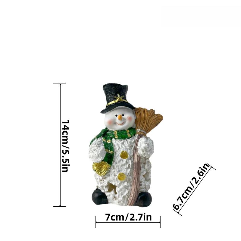 

1Pcs Christmas Snowman Ornaments Home Holiday Set Atmosphere Luminous Night Light Resin Handicraft Decoration Cute