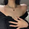 Sweet Black Gem Double-Layered Necklace: High-End Choker for Trendy Women