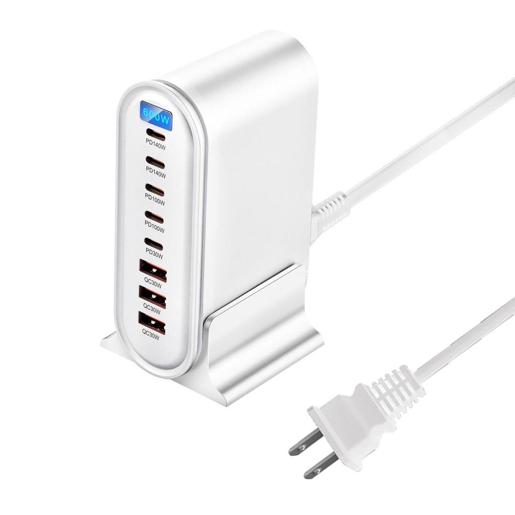 PD140W Multi-Port Gallium Nitride USB Charger: 600W Desktop Charger with 140W Fast Charging for Mobile Phones