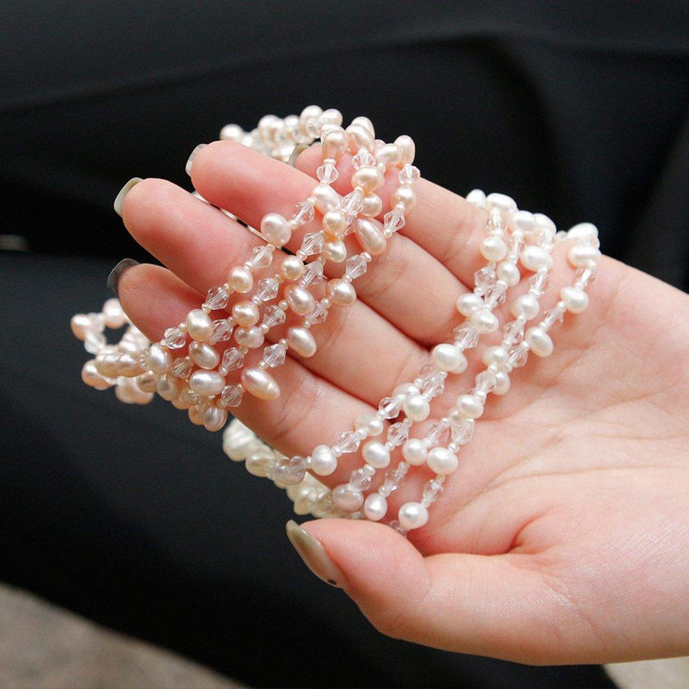 Bydaisy Oval Pearl Crystal Long Necklace Bn0509