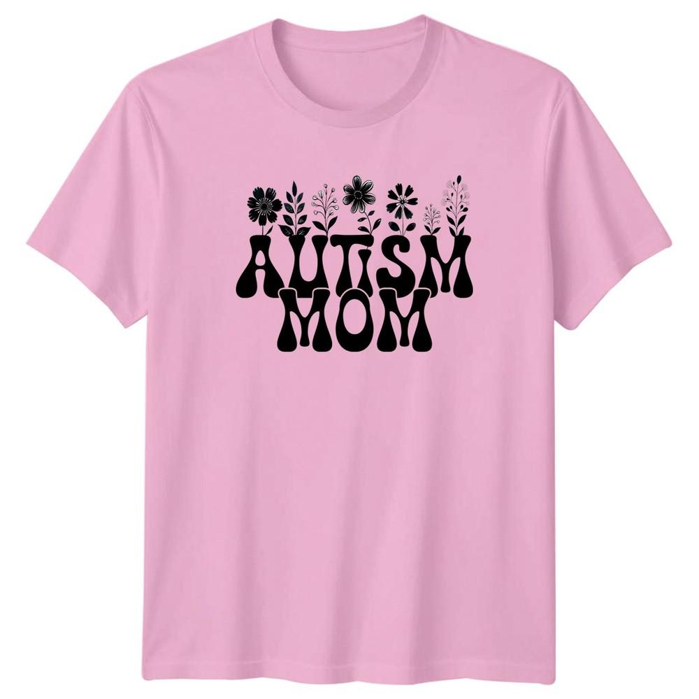 Autism Mom Unisexs TShirt Groovy Floral Awareness Support