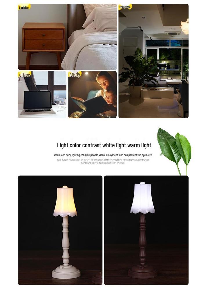 European Mini Retro Bedside Lamp - Eye Protection Night Light Ornament
