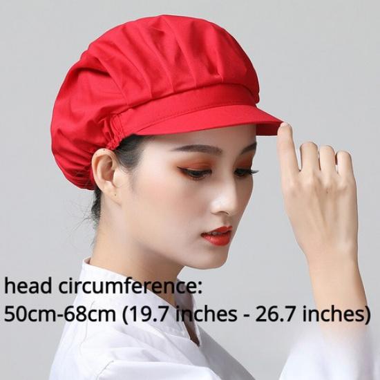 Lady Working Cap Hat Solid Stretchy Workshop Casual Kitchen Chef Hat Waiter Cap