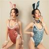 Neue Damen sexy Dessous Samt Hasenkostüm offen Jumpsuit Cosplay Versuchungsanzug