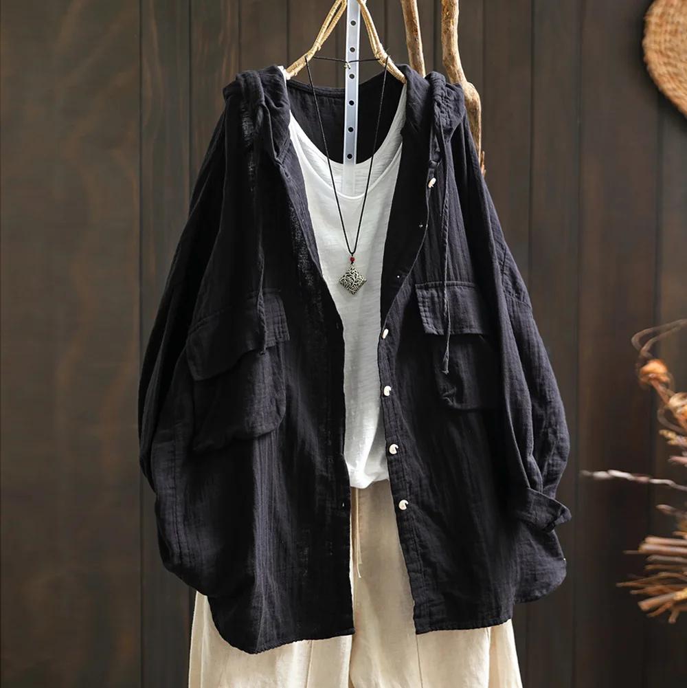 Damen Baumwoll-Hoodies Sommer Japanischer Stil Kapuzenpullover Kurz Lang Einfarbig Shirts und Bluse Übergröße Tops Kurz-/Langärmlig