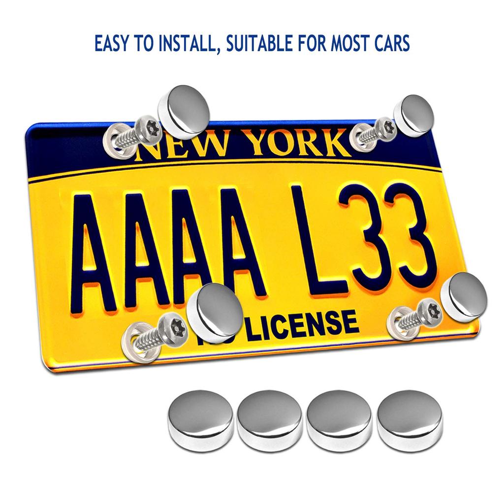 Anti Theft License Plate Screws- Stainless Steel Bolts Fasteners Kits For Car Tag Frame Holder, Tamper Resistant Mounting Hardware,1/4"(M6) Security