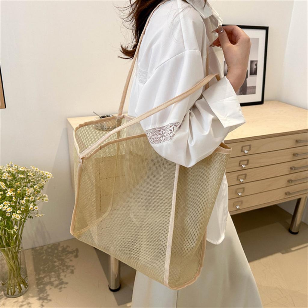 Large Capacity Handbags for Women Mesh Shoulder Bag Sand Toy Bag Seasides Bag Handmade Beach Bag Vacation Bag