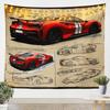 Japanese Car Tapestry, Fuji Mountain and Cherry Blossom Print Wall Hanging for Bedroom, Living Room and Aesthetic Decor