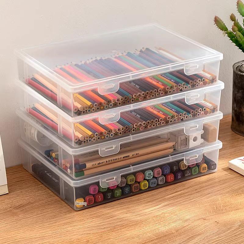 Transparent Large-Capacity Stationery Storage Box: Student Planner, Tape, Pencil, Pen, and Marker Organizer
