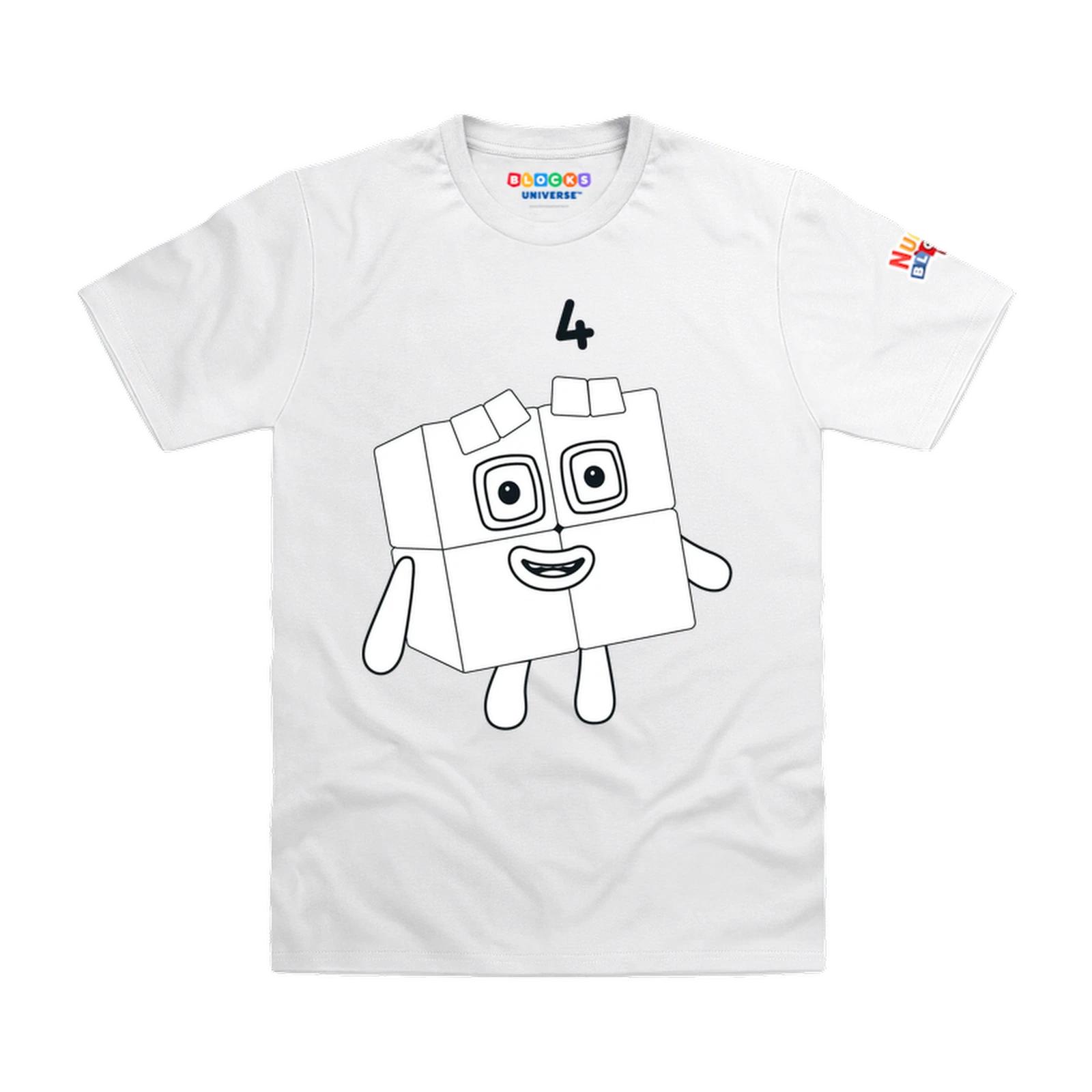 Officially Licensed Numberblocks Colour It In Four Kids T-Shirt 110