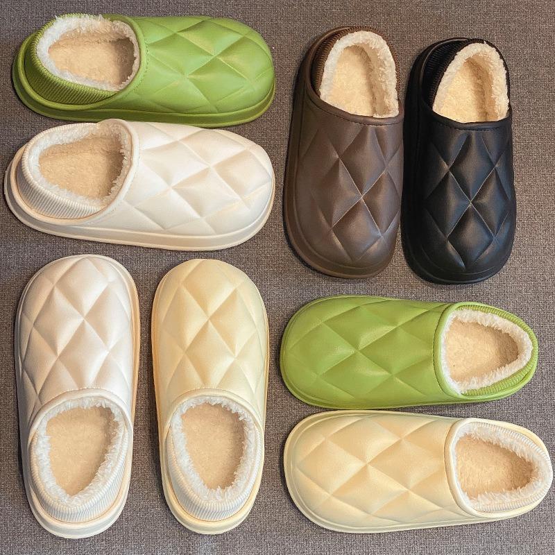 Winter Cotton Slippers Women's Bags and Couples Wear Plush Shoes with Plush Home Shoes Supermarket Stalls