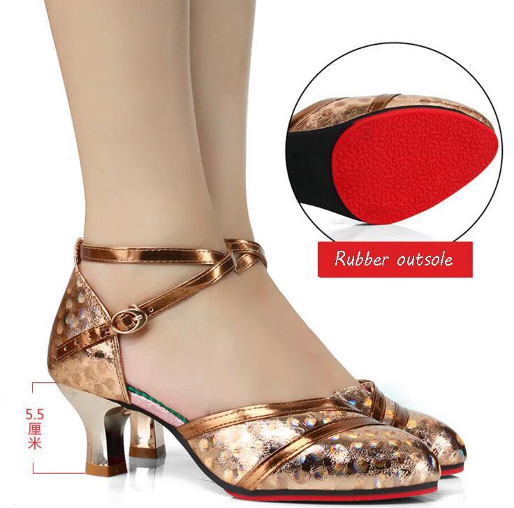 Glitter Closed Toe Dance Shoes Woman Salsa Dance Shoes Ladies Professional Modern Ballroom Samba Tango Salsa Latin Dance Shoes