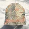 Warm Knit Brimless Skull Cap Elastic Graphic Knit Beanie Vintage Printed Beanie Hat  Outdoor Travel