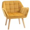 Armchair Accent Chair, Vanity Chair with Wide Arms, Slanted Back, Padding, Metal Frame, Wooden Legs, Home Bedroom Furniture Seating, Yellow