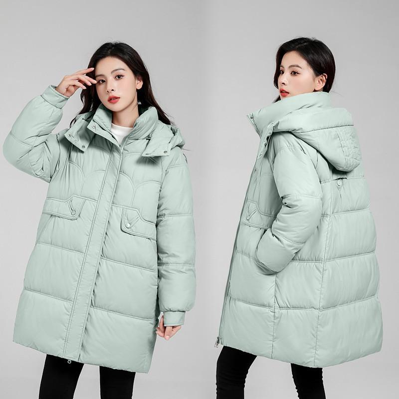 Womens Long Puffer Coat Winter Warm Hooded Cotton Jacket Casual Loose Fit Outerwear